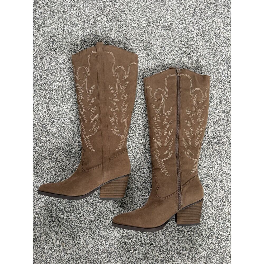 Lauren Conrad Cowboy Boots Embroidered Brown Festival Western Size 8 New Concert